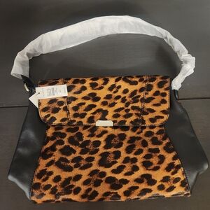 Talbots Animal Print Shoulder Bag with Black Accents